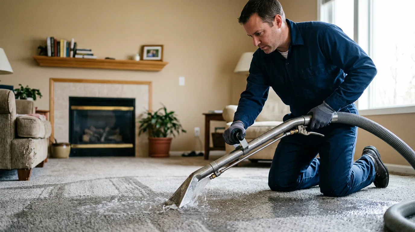 Water damage restoration technician working near Eckley, CO